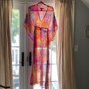 Floor length sheer beach dress cover up